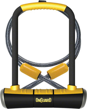 OnGuard PitBull Series U-Lock - 4.5 x 9", Keyed, Black/Yellow, Includes cable and bracket EA U-Lock