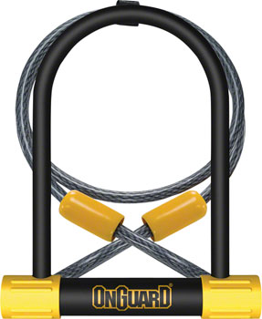 OnGuard BullDog Series U-Lock - 4.5 x 9", Keyed, Black, Includes 4' cable and bracket EA U-Lock