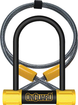 OnGuard BullDog Series U-Lock - 3.5 x 5.5", Keyed, Black/Yellow, Includes 4' cable and bracket EA U-Lock