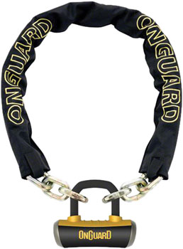 OnGuard Mastiff Chain Lock with Keys: 3.7' x 10mm, Black/Yellow EA Chain Lock