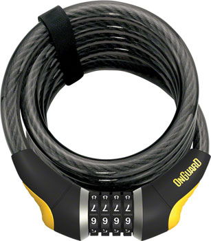 OnGuard Doberman Combo Cable Lock: 6' x 15mm, Gray/Black/Yellow EA Cable Lock