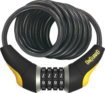 OnGuard Doberman Combo Cable Lock: 6' x 10mm, Gray/Black/Yellow EA Cable Lock