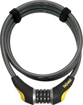 OnGuard Akita Resettable Combo Cable Lock: 6' x 12mm, Gray/Yellow EA Cable Lock