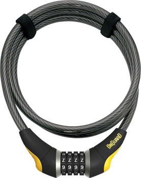 OnGuard Akita Resettable Combo Cable Lock: 6' x 10mm, Gray/Black/Yellow EA Cable Lock