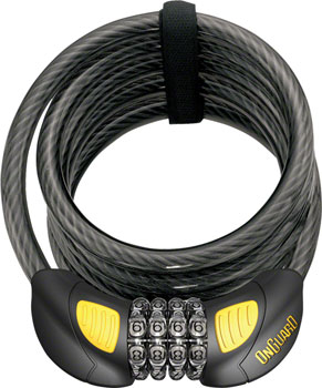 OnGuard Doberman Lighted Combo Cable Lock: 6' x 12 mm, Gray/Black/Yellow EA Cable Lock