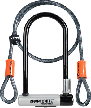 Kryptonite KryptoLok U-Lock - 4 x 9", Keyed, Black, Includes 4' cable and bracket EA U-Lock