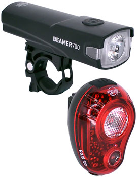 Planet Bike Beamer 700/Rojo 100 Headlight/Taillight Set - 700/100 Lumen, USB Rechargable, Black SET Headlight & Taillight Set