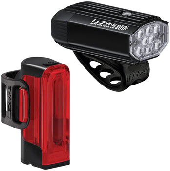 Lezyne MicroDrive 800+/Strip Drive 300+ Headlight/Taillight Set - Black EA Headlight & Taillight Set