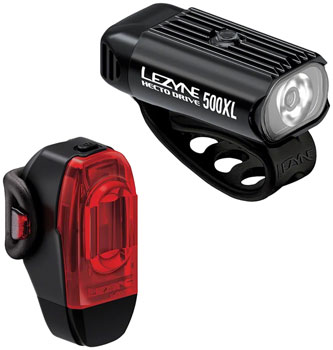 Lezyne Hecto Drive 500XL/KTV Drive+ Headlight and Taillight Set - Black EA Headlight & Taillight Set