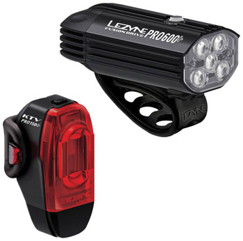 Lezyne Fusion Drive Pro 600+/KTV Drive Pro+ Light Set - Black SET Headlight & Taillight Set