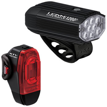 Lezyne Lite Drive 1200+/KTV Drive Pro+ Headlight/Taillight Set - Black SET Headlight & Taillight Set