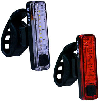 Planet Bike Shiner 70 Headlight/Taillight Set - Black SET Headlight & Taillight Set
