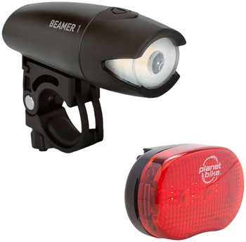 Planet Bike Beamer 1/Blinky 3 Headlight/Taillight Set - Black EA Headlight & Taillight Set