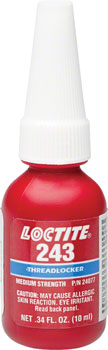 Loctite #243 Threadlocker Medium Strength - For Fastners 6-20mm, Oil Resistant, 10ml EA Assembly Compound