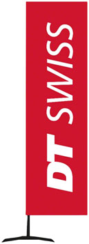 DT Swiss POP Display - Shop Beach Flag with freestanding rod and base EA Branded Sign/Banner