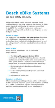 Bosch UL Certification Hang Tag EA Ebike Retail Support