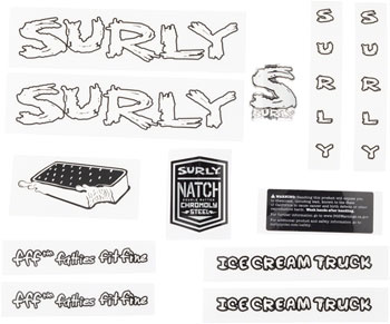 Surly Ice Cream Truck Frame Decal Set - White, with Ice Cream Sandwich SET Sticker/Decal