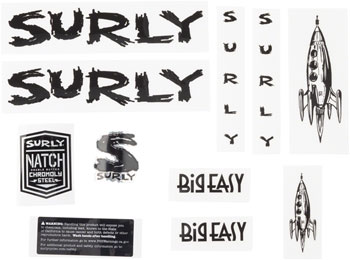 Surly Big Easy Frame Decal Set - Black, with Rocket SET Sticker/Decal