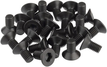 BikeFit Cleat Screws, 25-Pack, 10mm, SPD / MTB Compatible, Countersunk, 4mm Hex, M5 X 0.8 Black BAG Pedal Small Part
