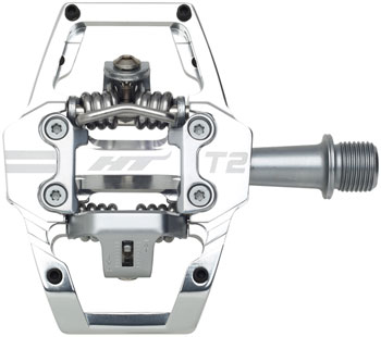 HT Components T2 Pedals - Dual Sided Clipless with Platform, Aluminum, 9/16", Silver EA Pedals