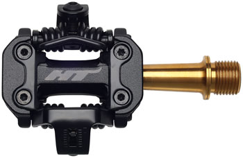 HT Components M2T Pedals - Dual Sided Clipless, Aluminum, 9/16", Black/Gold EA Pedals