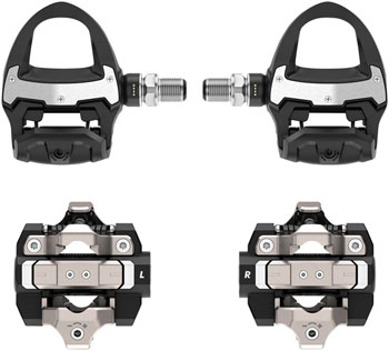 Garmin Rally RS/XC210 Power Meter Pedals Bundle - Clipless, Composite/Alloy, 9/16", Black, Pair, Dual-Sensing, Shimano SPD-SL/SPD Black EA Pedals