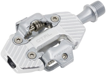 Wolf Tooth CTRL Trail Performance Clipless Pedals - Dual Sided Clipless, Alloy, 9/16", Raw Silver, Pair, Shimano SPD Raw Silver EA Pedals