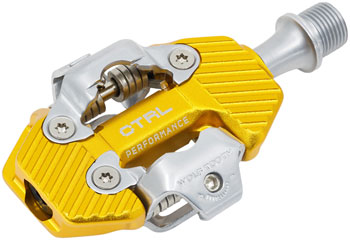 Wolf Tooth CTRL Trail Performance Clipless Pedals - Dual Sided Clipless, Alloy, 9/16", Gold, Pair, Shimano SPD Gold EA Pedals