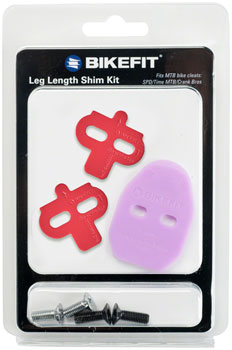 BikeFit Leg Length Shims - MTB/SPD/Time/Crank Bros Compatible, 2-Hole, 3mm, 1-Pack Kit EA Shoe and Pedal Fitting