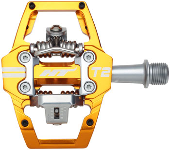 HT Components T2 Pedals - Dual Sided Clipless with Platform, Aluminum, 9/16", Orange PAA Pedals