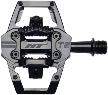 HT Components T2 Pedals - Dual Sided Clipless with Platform, Aluminum, 9/16", Stealth Black Stealth Black PAA Pedals