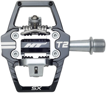 HT Components T2-SX Pedals - Dual Sided Clipless with Platform, Aluminum, 9/16", Black PAA Pedals