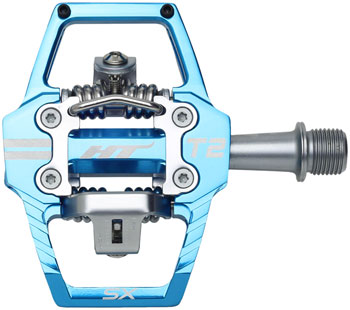 HT Components T2-SX Pedals - Dual Sided Clipless with Platform, Aluminum, 9/16", Marine Blue Marine Blue PAA Pedals