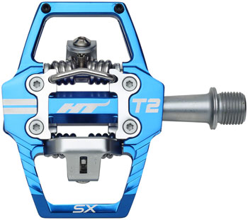HT Components T2-SX Pedals - Dual Sided Clipless with Platform, Aluminum, 9/16", Royal Blue Royal Blue PAA Pedals