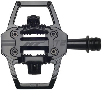 HT Components T2-SX Pedals - Dual Sided Clipless with Platform, Aluminum, 9/16", Stealth Black Stealth Black PAA Pedals