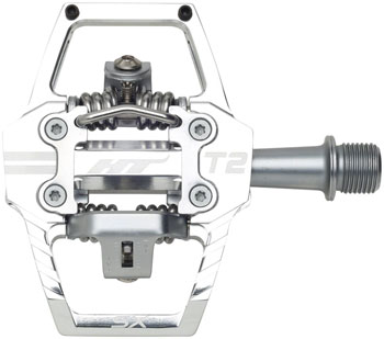 HT Components T2-SX Pedals - Dual Sided Clipless with Platform, Aluminum, 9/16", Silver PAA Pedals