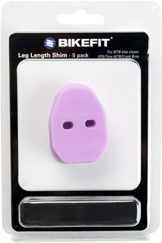 BikeFit Leg Length Shims - MTB/SPD/Time/Crank Bros Compatible, 2-Hole, 3mm, 5-Pack EA Shoe and Pedal Fitting