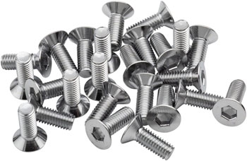 BikeFit Cleat Screws, 25-Pack, 14mm, SPD / MTB Compatible, Countersunk, 4mm Hex, M5 X 0.8 EA Pedal Small Part