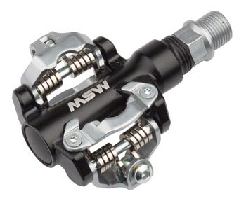 MSW MP-100 Pedals - Dual Sided Clipless, Aluminum, 9/16", Black/Silver EA Pedals