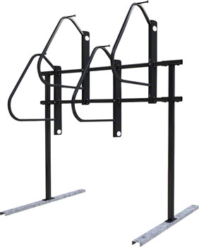 Dero Ultra Space Saver Squared 4 Bike Rack Single Sided Floor Mount: Black Powder Coat EA Commercial Rack
