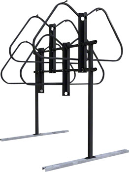 Dero Ultra Space Saver Squared 8 Bike Rack Double Sided Floor Mount: Black Powder Coat EA Commercial Rack