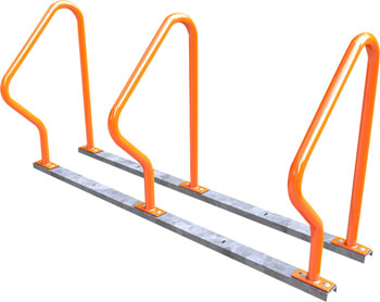 Dero 3 Swerve Bike Rack Rail Mount: Powder Coat or Galvanized EA Commercial Rack