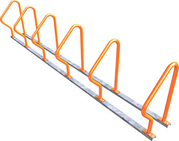 Dero 6 Swerve Bike Rack Rail Mount: Powder Coat or Galvanized EA Commercial Rack