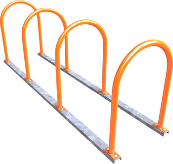 Dero 4 Hoop Bike Rack Rail Mount: Powder Coat or Galvanized EA Commercial Rack