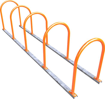 Dero 5 Hoop Bike Rack Rail Mount: Powder Coat or Galvanized EA Commercial Rack