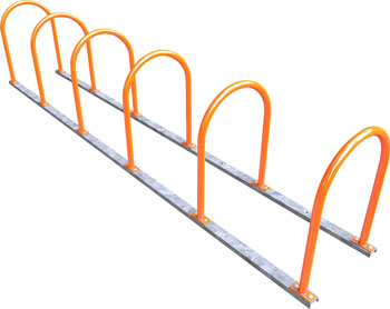 Dero 6 Hoop Bike Rack Rail Mount: Powder Coat or Galvanized EA Commercial Rack