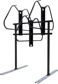 Dero Ultra Space Saver Squared 6 Bike Rack Double Sided Floor Mount: Black Powder Coat EA Commercial Rack