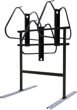 Dero Ultra Space Saver Squared 6 Bike Rack Double Sided Floor Mount with Tire Stop: Black Powder Coat EA Commercial Rack