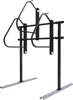Dero Ultra Space Saver Squared 3 Bike Rack Single Sided Floor Mount: Black Powder Coat EA Commercial Rack