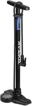 Topeak Joeblow Roadie Ex Floor Pump - Steel Barrel / Plastic Base, 3.5" Base Mount Gauge, 160 Psi /11 Bar, Smarthead, Black/Blue EA Floor Pump